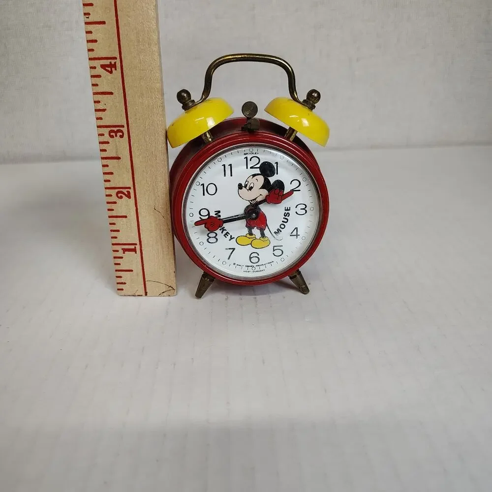 Vintage Bradley Mickey Mouse Wind Up Twin Bell Alarm Clock West Germany Untested